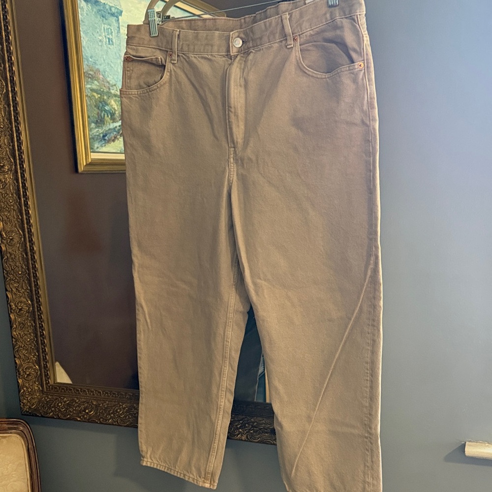 H&M High-Waist Straight Leg Pants - Taupe